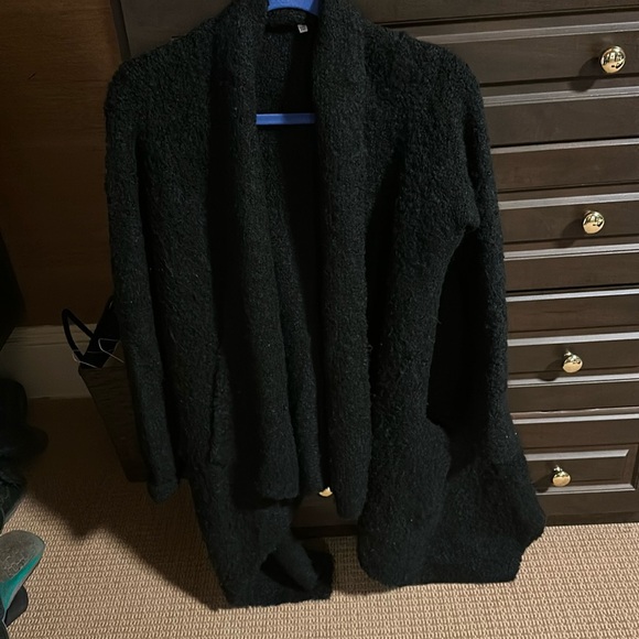 Joie cardigan sweater asymmetric pockets shawl collar large black L $335 - Picture 1 of 8